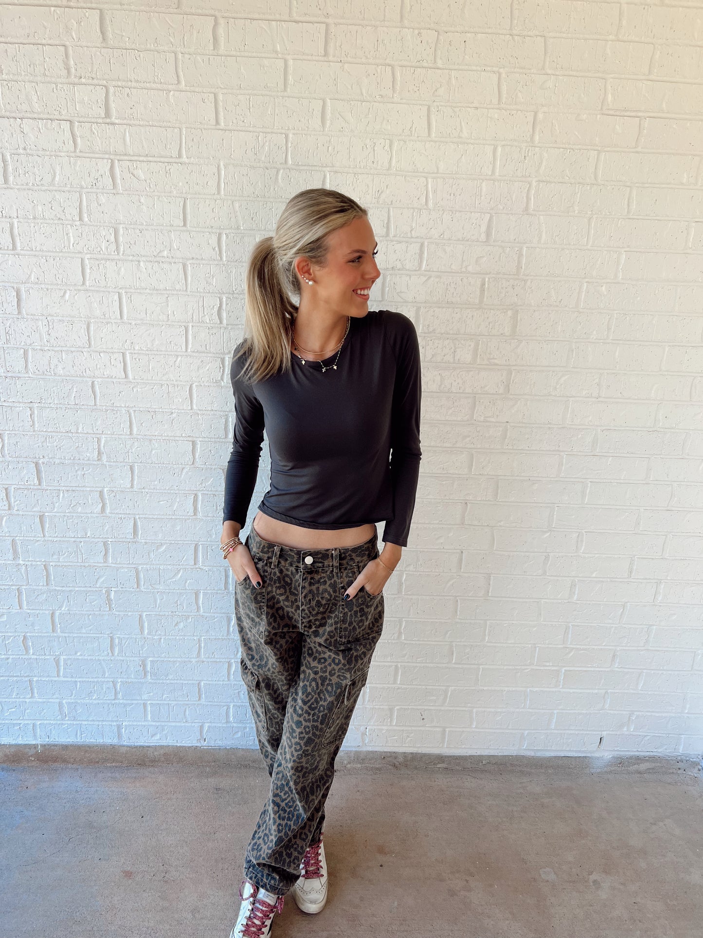 Cheetah Denim Cargo Pants