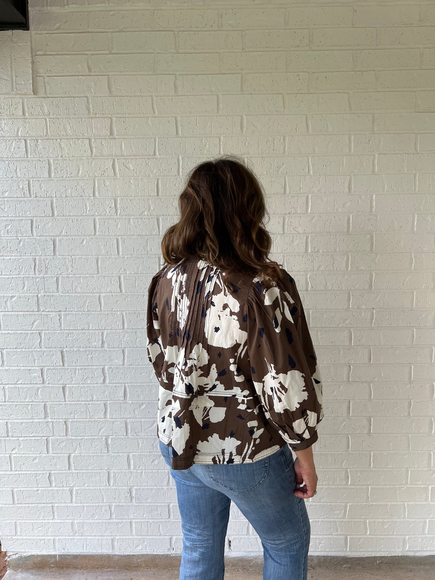 Brown and Black floral Top