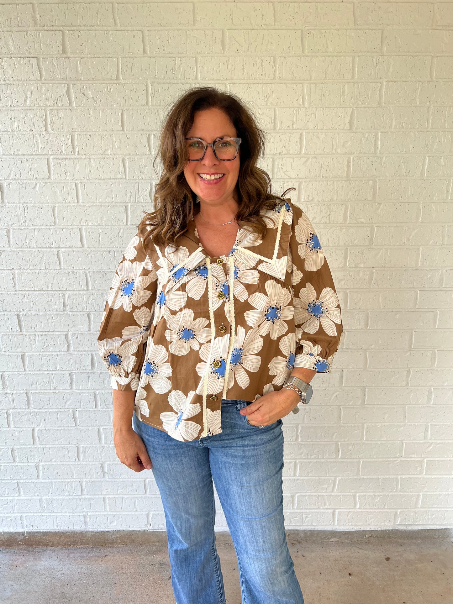 Babydoll brown floral Long sleeve