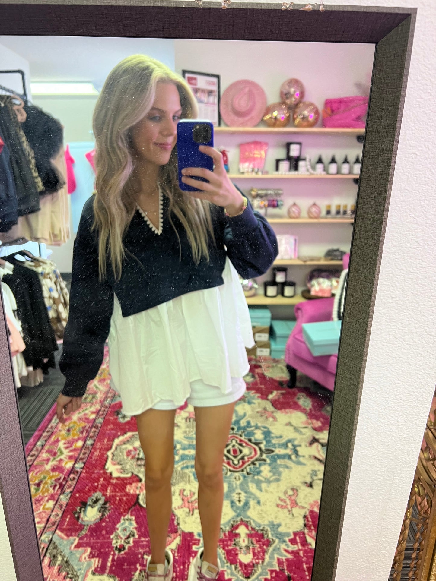 Long Sleeve Navy Layered Top