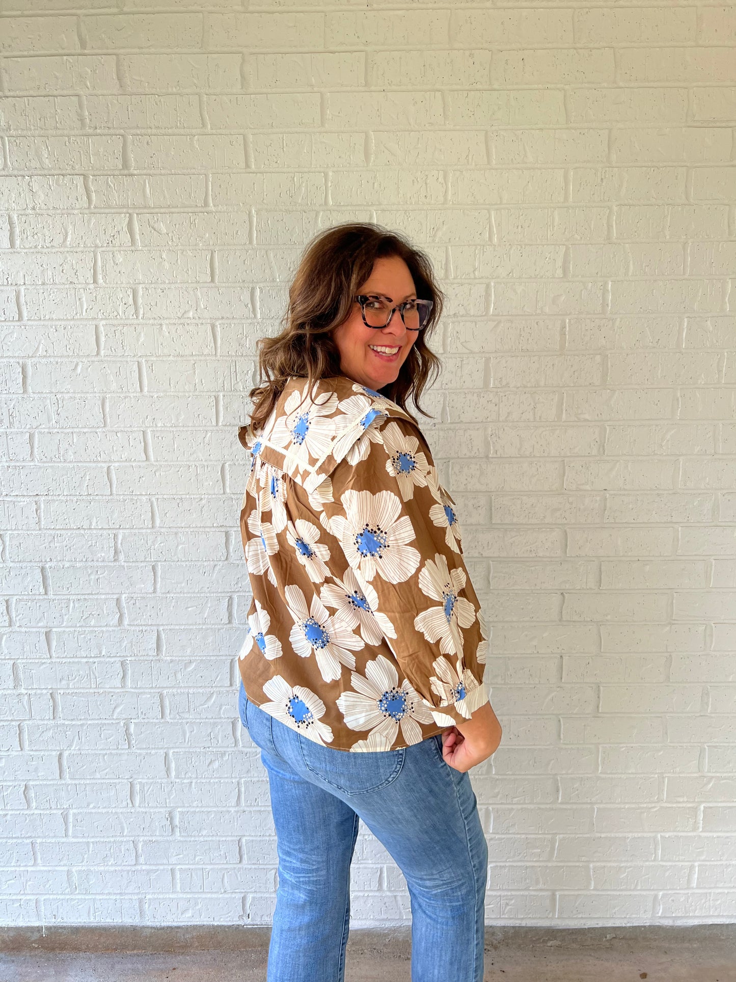Babydoll brown floral Long sleeve