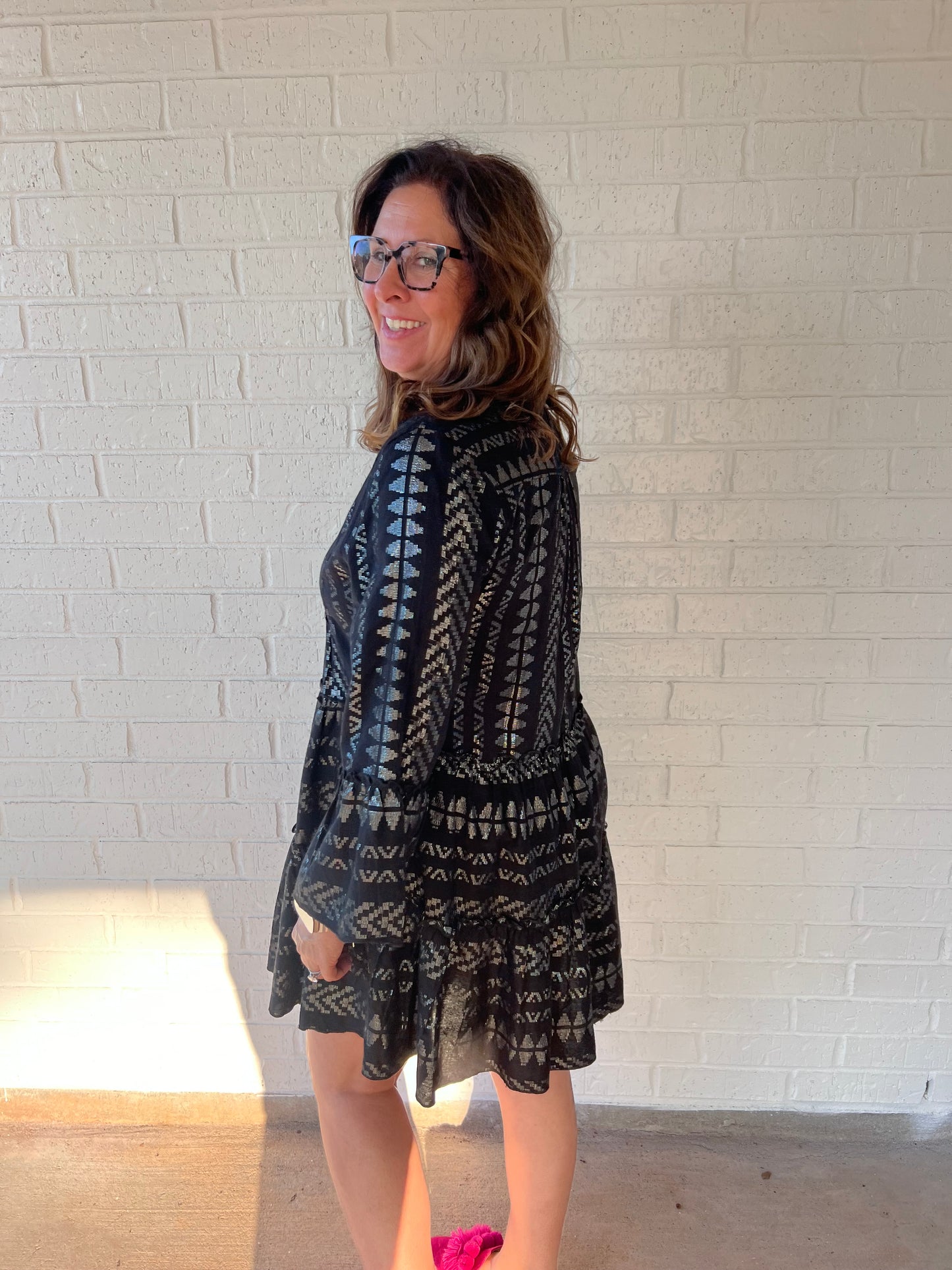 Black and Silver Elan Dress