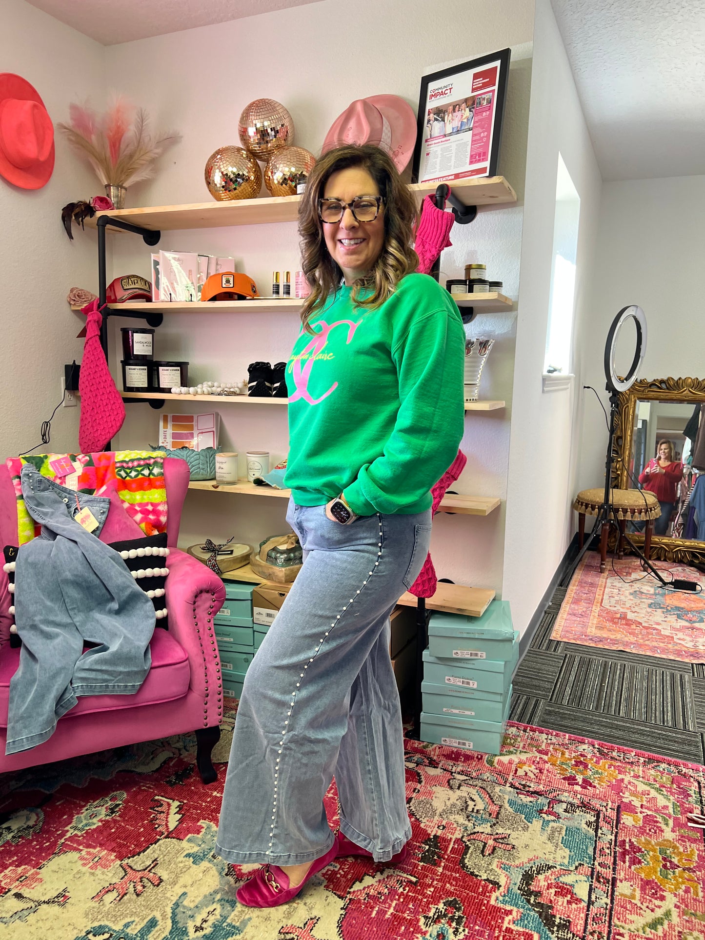 Pearl Drop Wide Leg Jeans