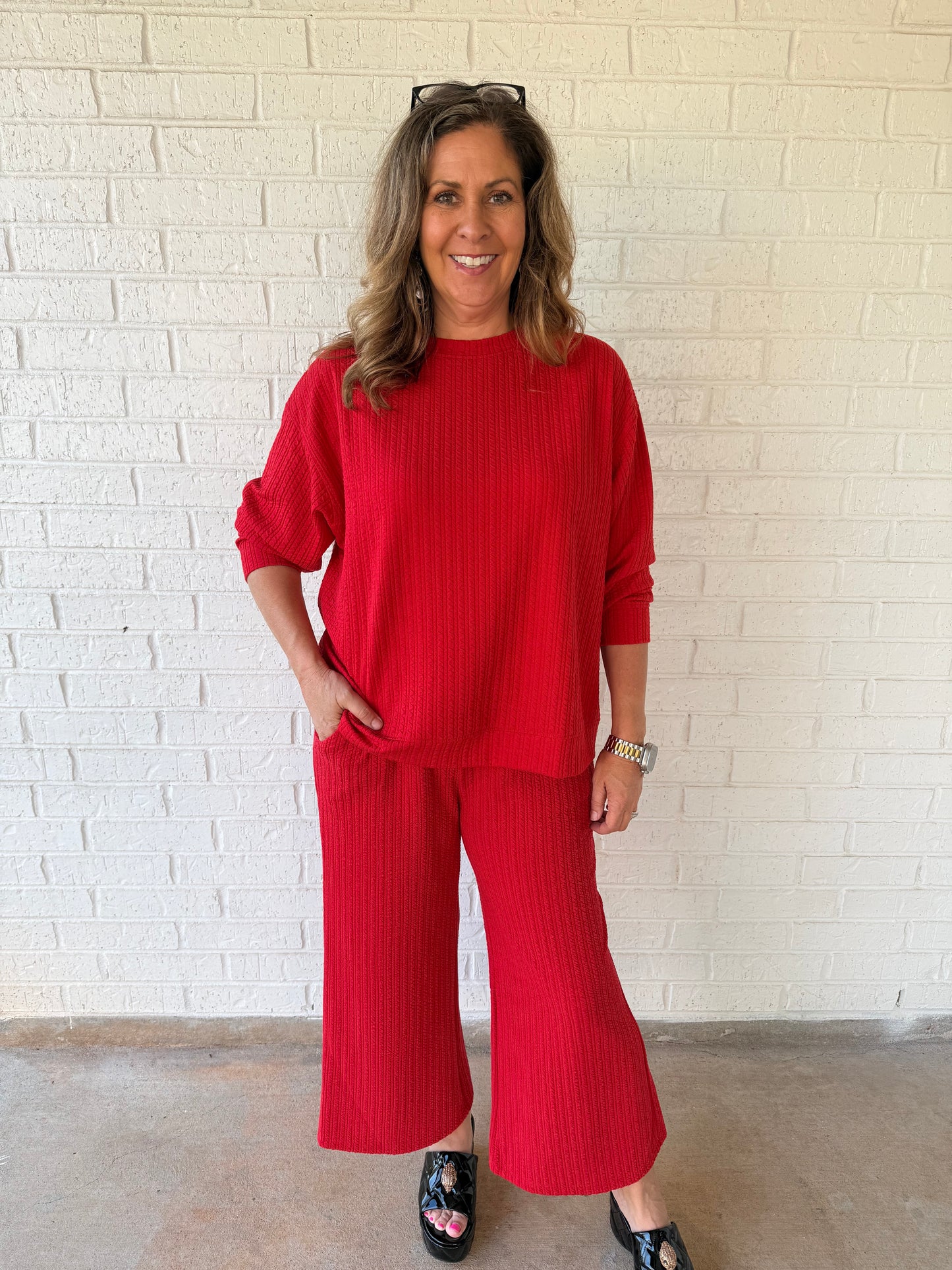 Cherry Red Long Sleeve Set