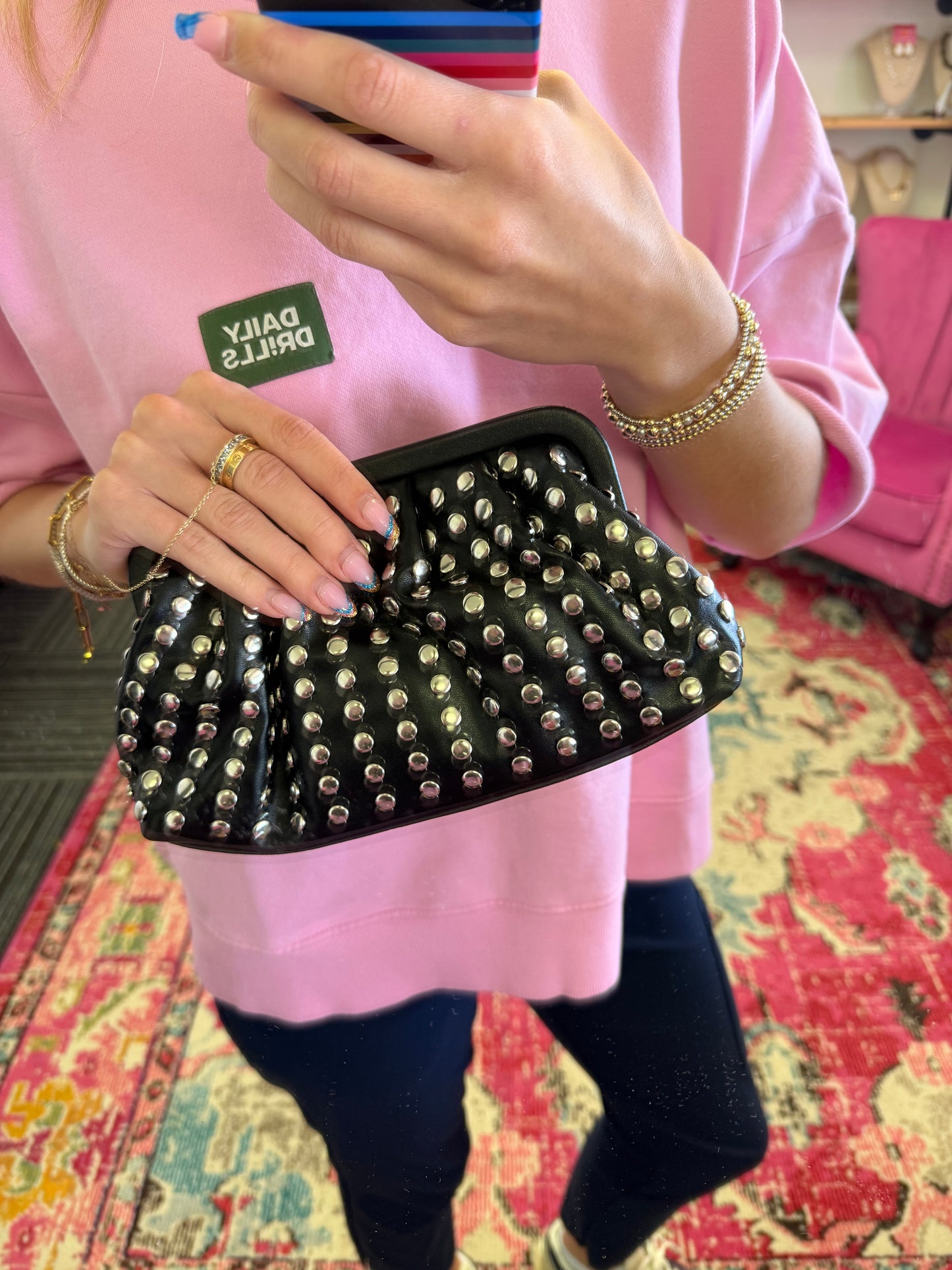 Black Studded clutch