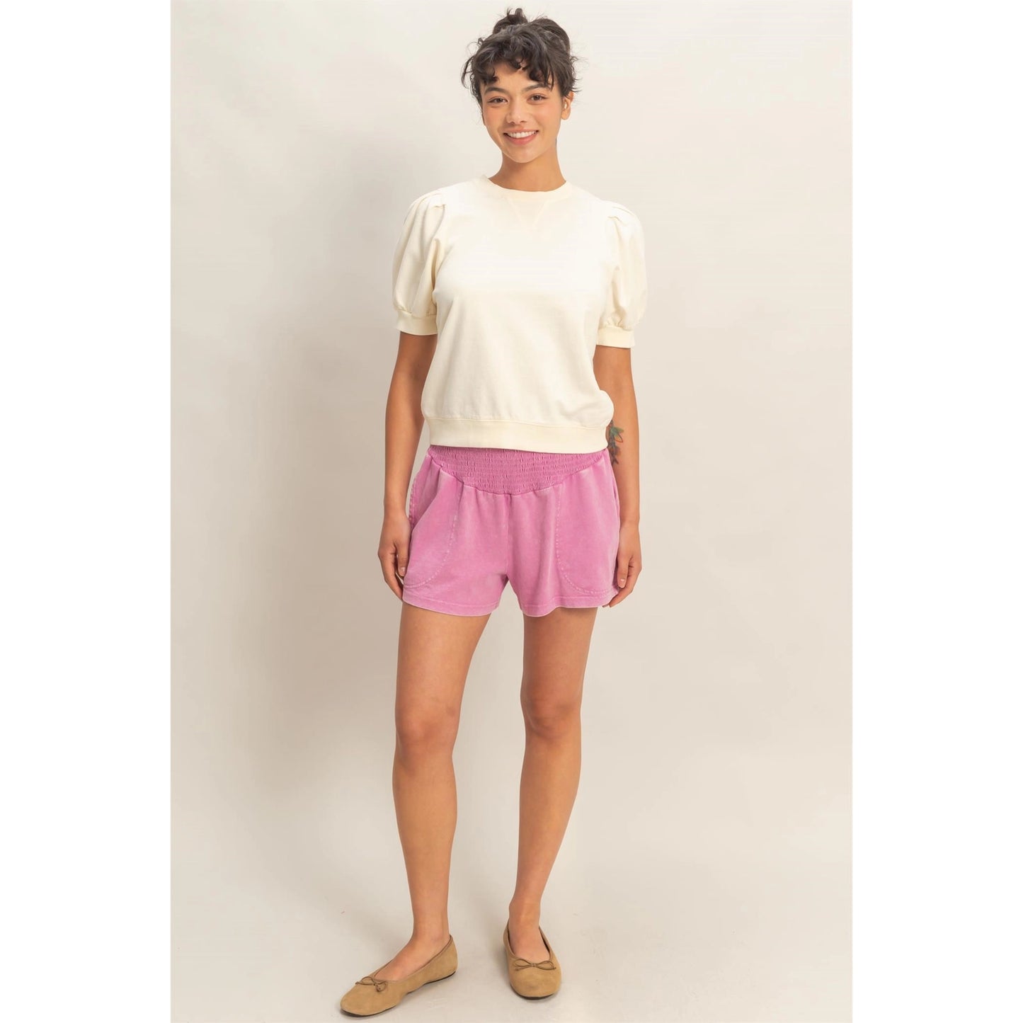 Butter yellow puff sleeve top
