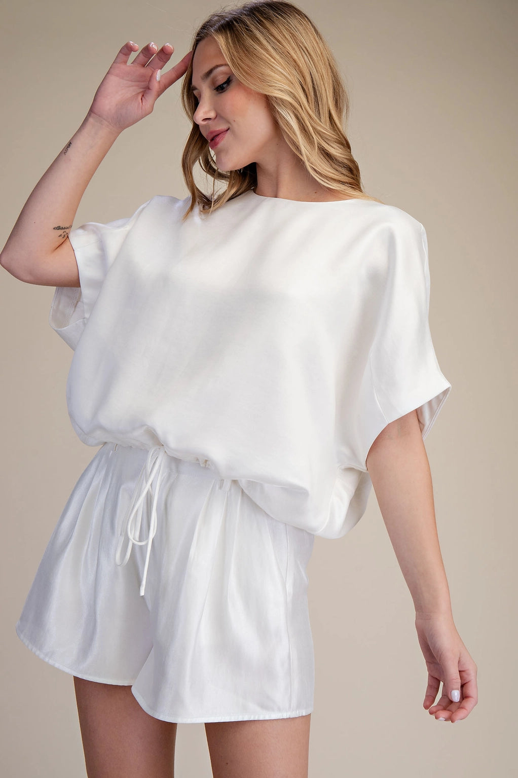 White Top with drawstrings