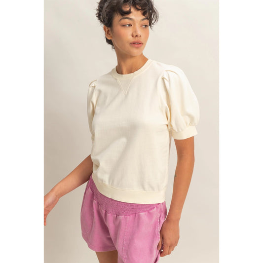 Butter yellow puff sleeve top