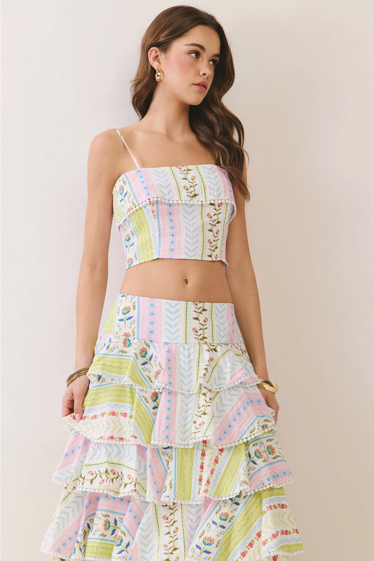 Floral Top and Skirt Set