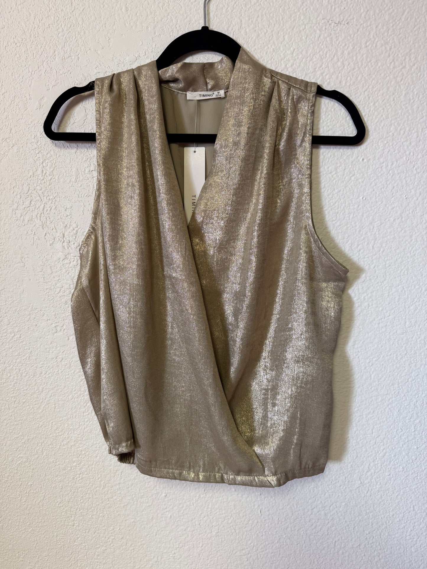 Gold V neck Top