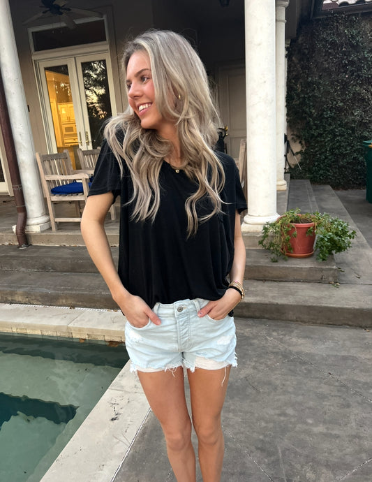 Black scoop neck T shirt