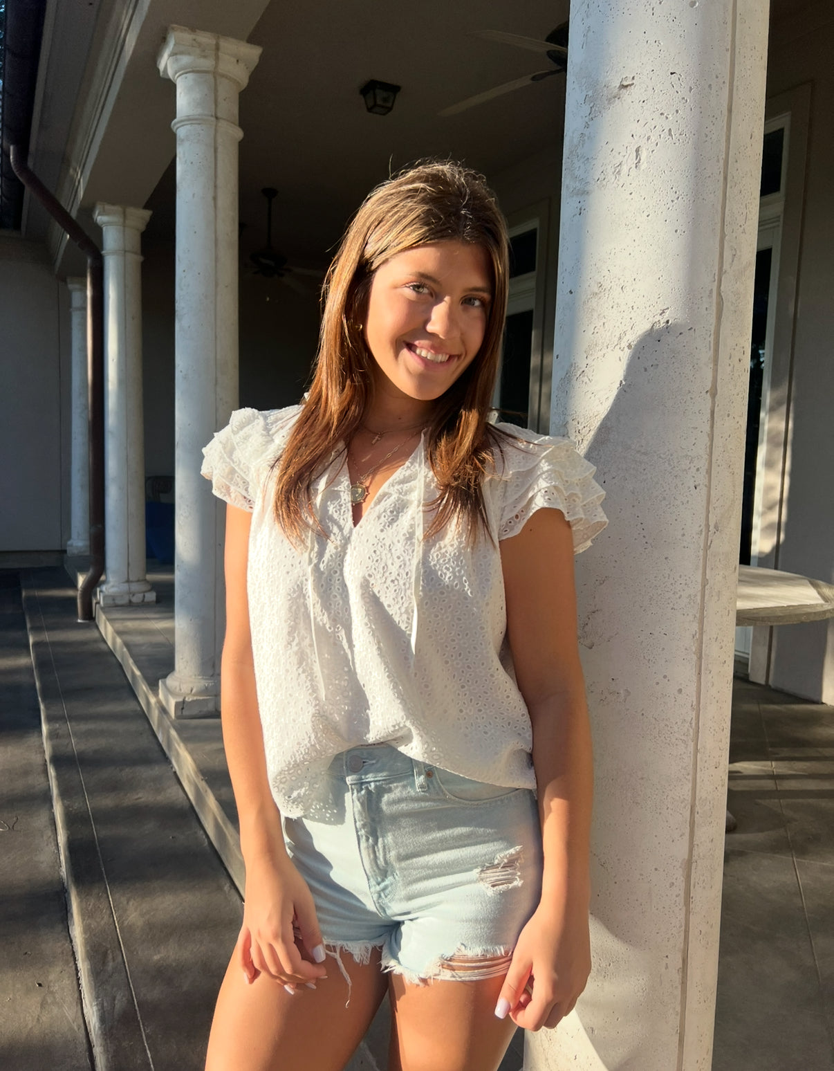 Buddy Love white ruffle top