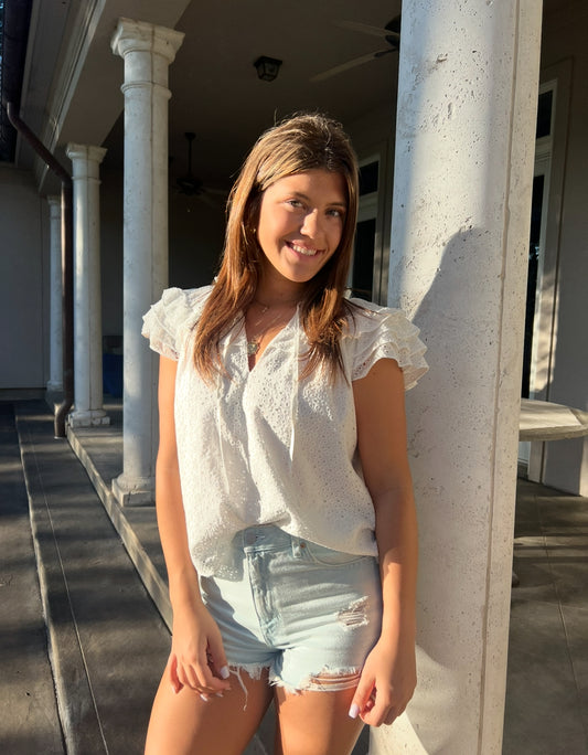 Buddy Love white ruffle top