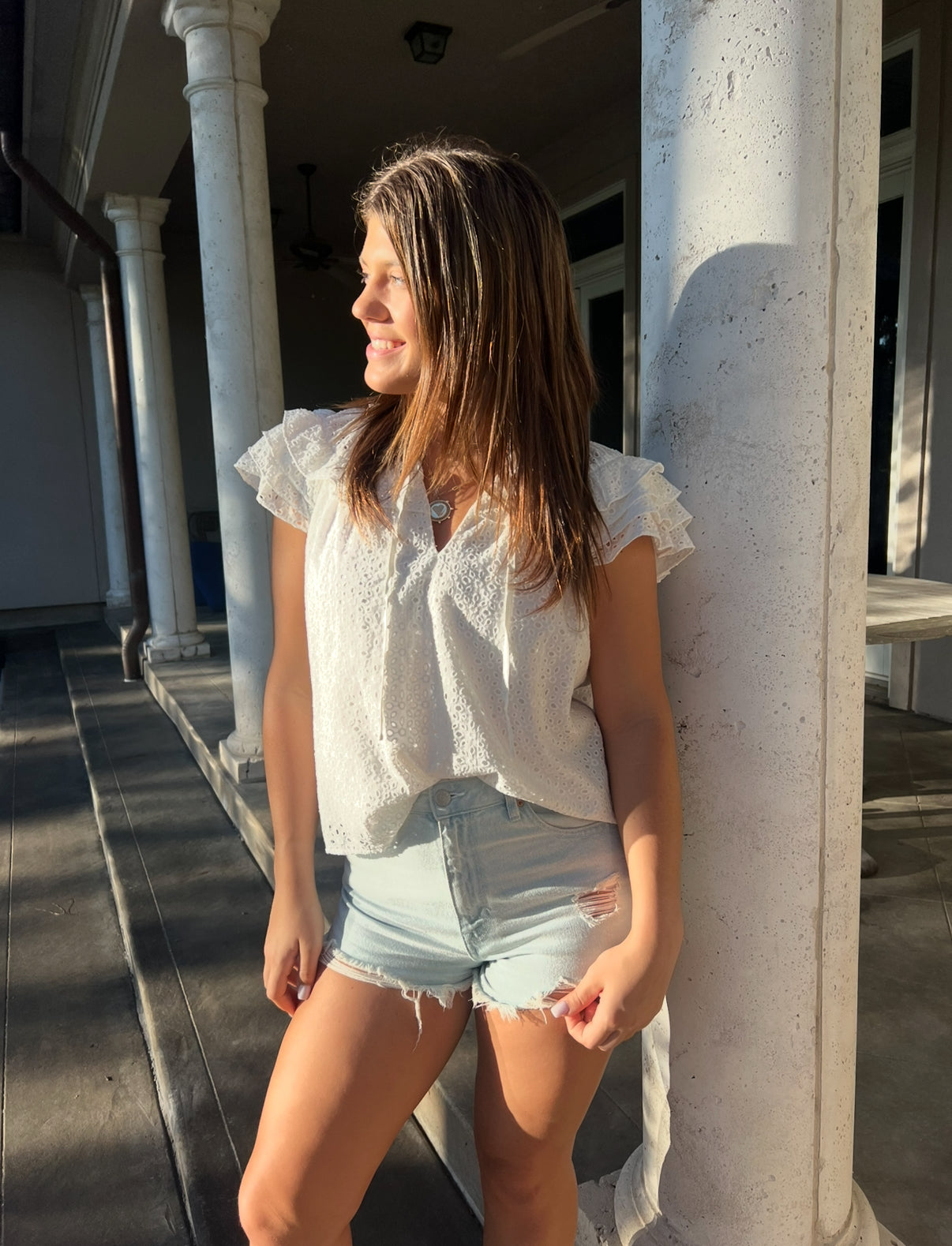 Buddy Love white ruffle top