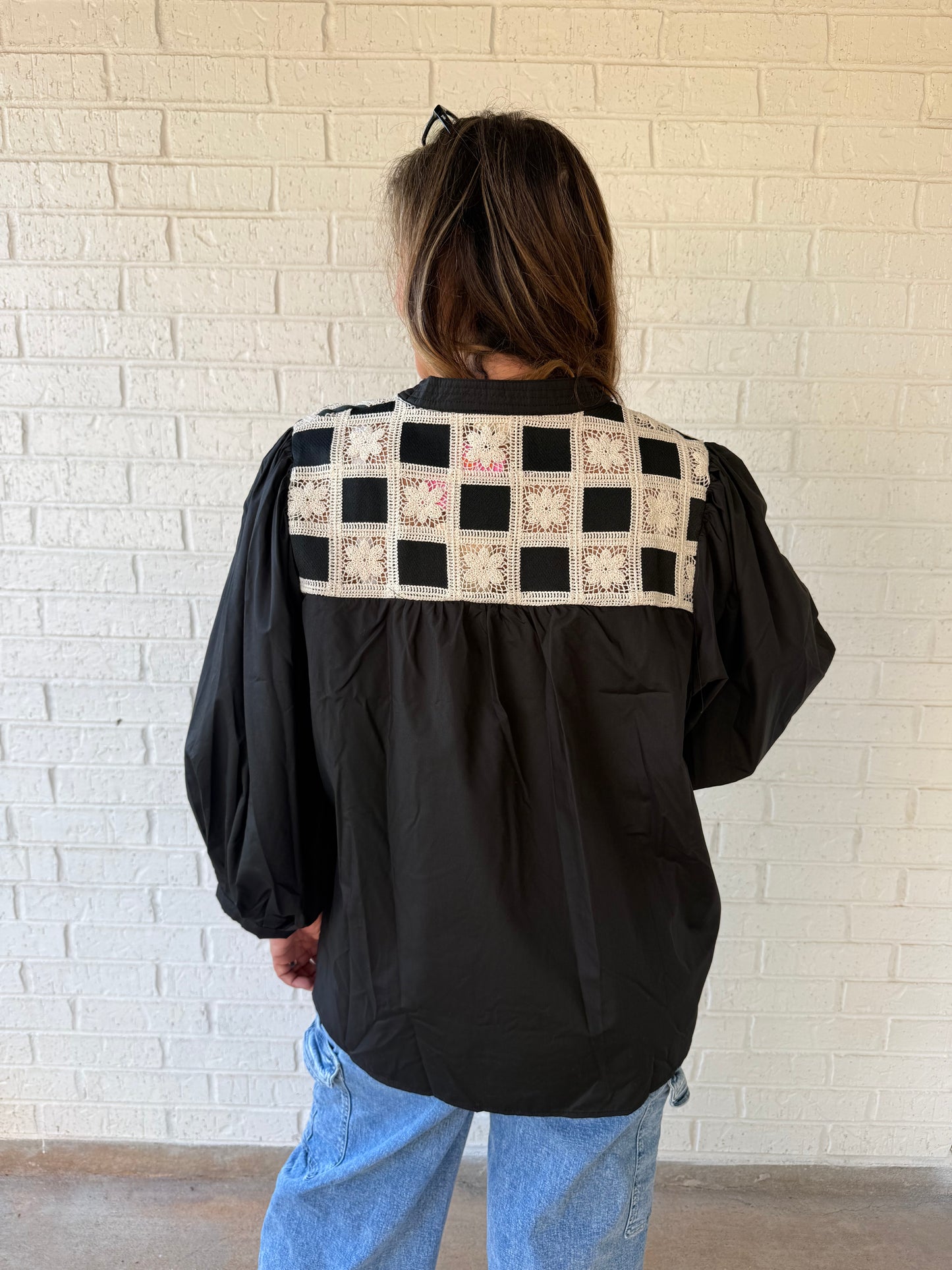 Black Lace Plus Size Top