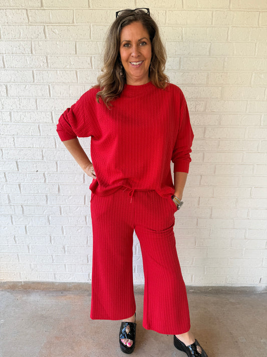 Cherry Red Long Sleeve Set