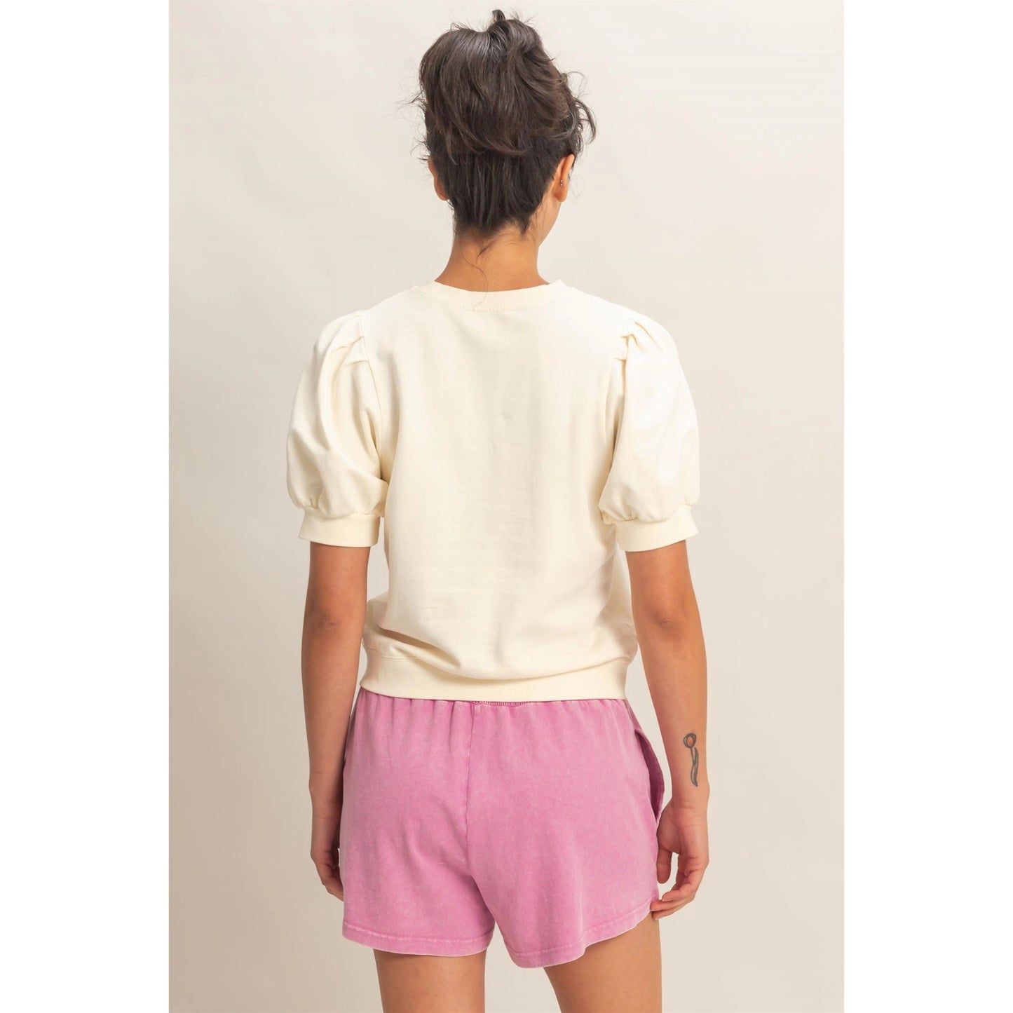 Butter yellow puff sleeve top