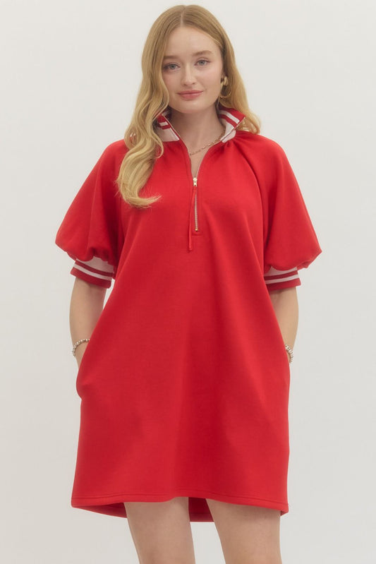 Red and white stripe dress