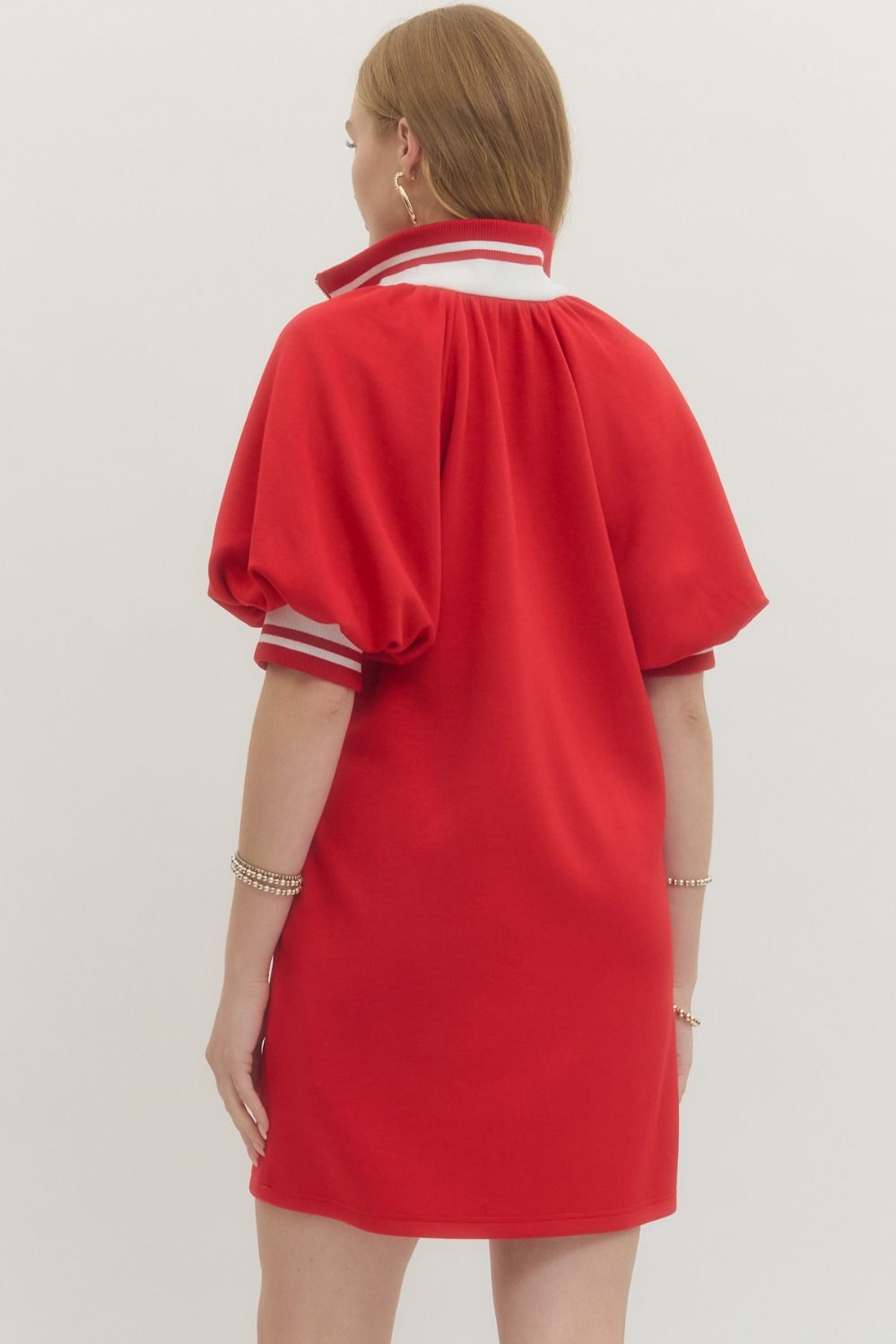 Red and white stripe dress