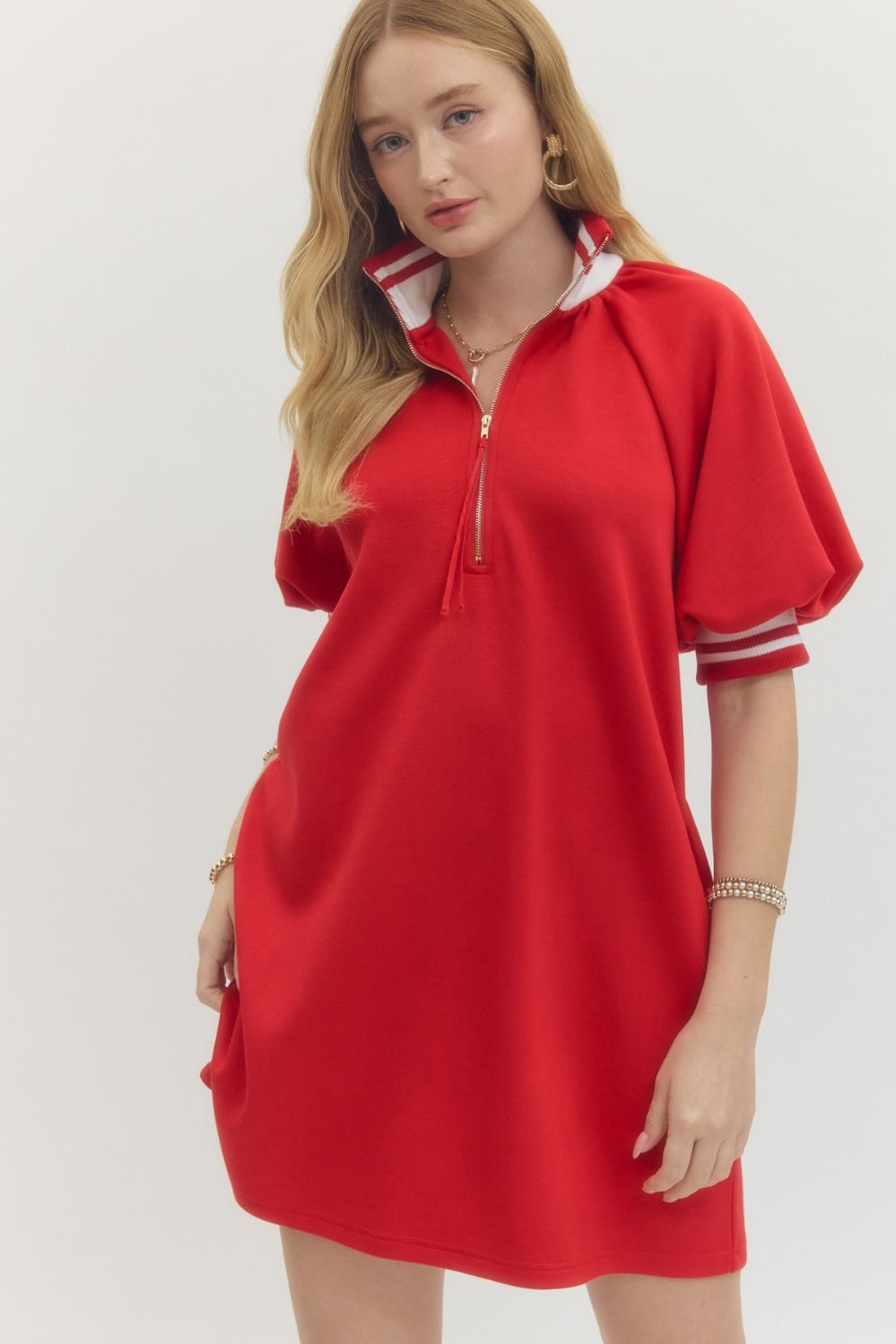 Red and white stripe dress
