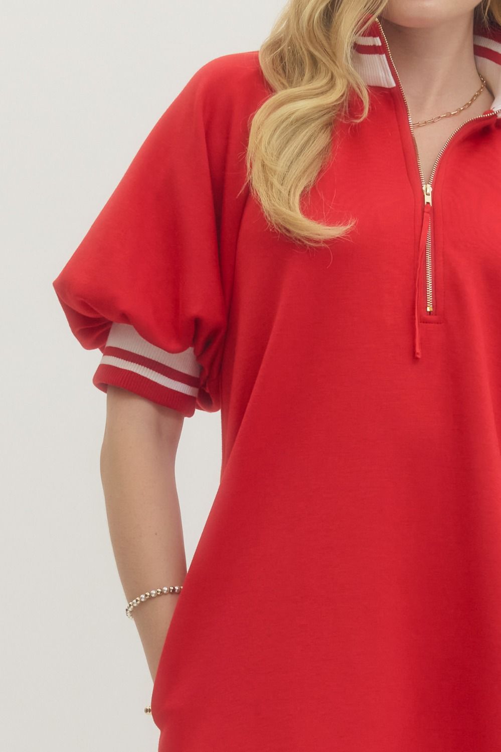 Red and white stripe dress