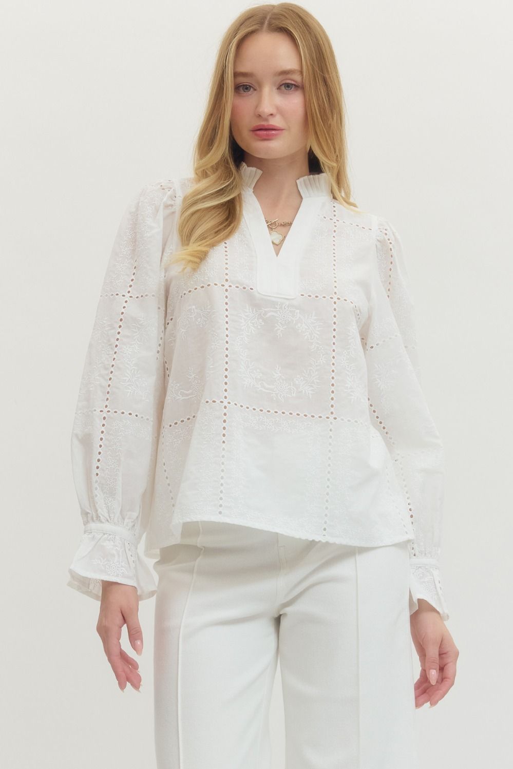 White Eyelet Top