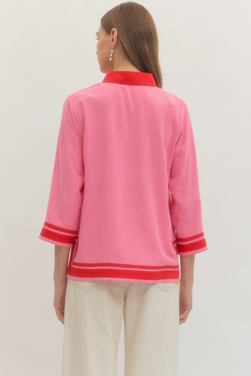 Pink and Red detailed top